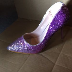 Sparkling Purple and Silver Stilettos